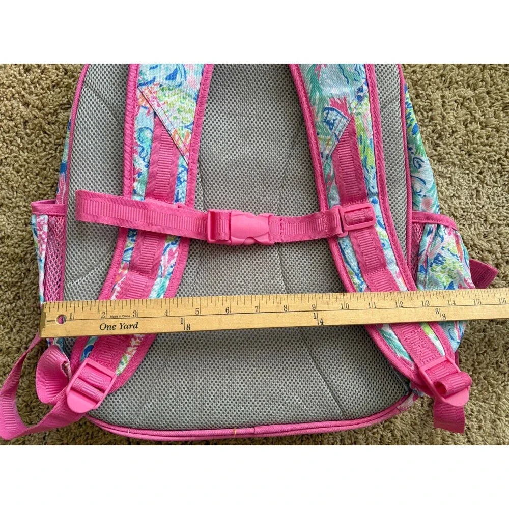 Lilly Pulitzer for Pottery Barn Mermaid Cove Print Backpack Pink Gold Zipper